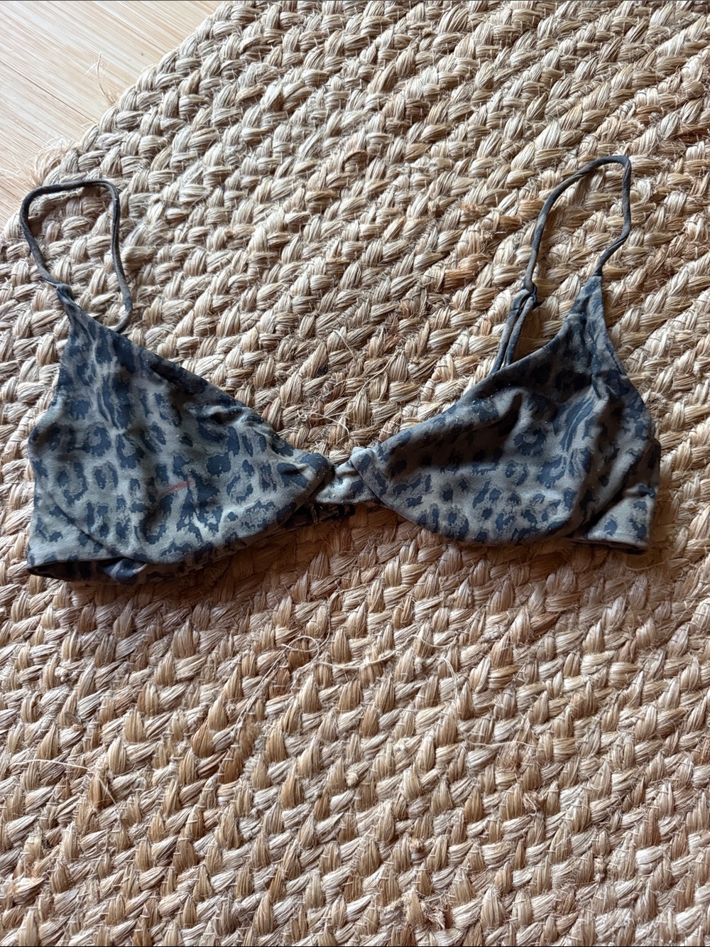 Leopard Print Olive Green Bikini Top - Women Swim Bikini